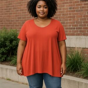 LuLaRoe Red Short Sleeve Perfect Tee Top
